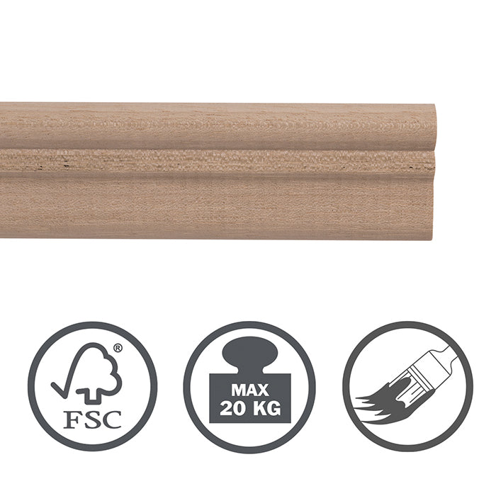STAS windsor: Barra de madera perfecta para interior, riel para colgar cuadros cálida y elegante.