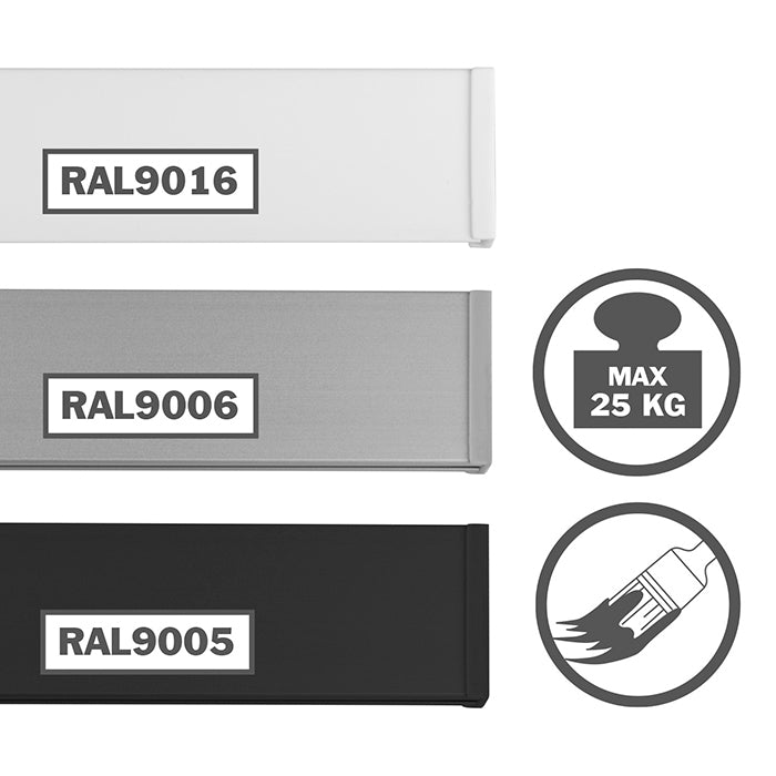 Riel para colgar cuadros STAS Cliprail, diseño al ras del techo.