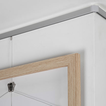 STAS minirail para colgar cuadros: soporte resistente, soporta hasta 25 kg/m, ideal para arte pesado.